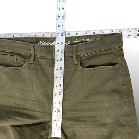 Eddie Bauer Wide Leg Crop Jeans Womens Sz 12 Army Green Slightly Curvy High Rise - Picture 7 of 13